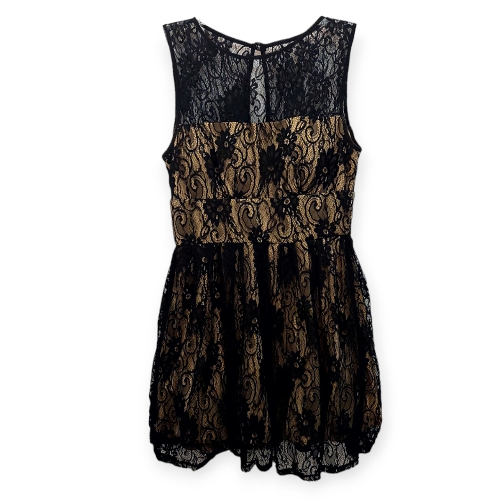 B Darlin Sleeveless Lace Dress Black Gold Junior's Size 11/12 Dance Homecoming